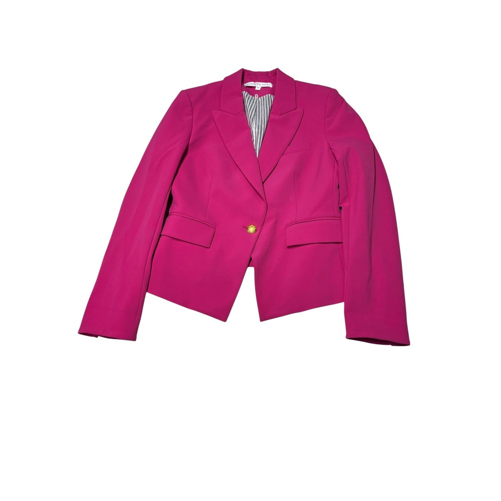 Veronica Beard Scuba Dickey Jacket Fuchsia Pink Gold Button USA Womens Size 4